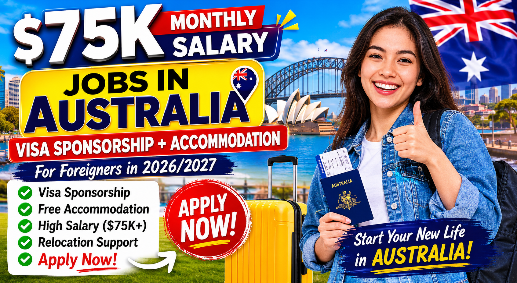 75k$ Monthly Salary Jobs in Australia with Visa Sponsorship and Accommodation for Foreigners in 2026/2027 – Apply Now